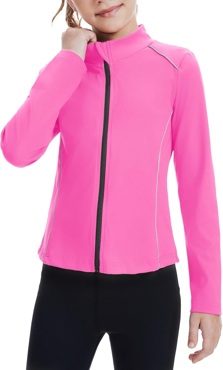 Girls Athletic Jacket Zip Up Horse Riding Shirts Kids Yoga Jackets Workout Coat