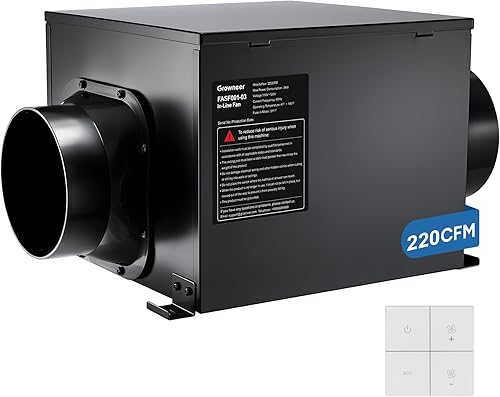GROWNEER Ventilador de escape en línea de 6 pulgadas 240CFM con control remoto, ventilador de ventilación de montaje en techo de 5 velocidades para