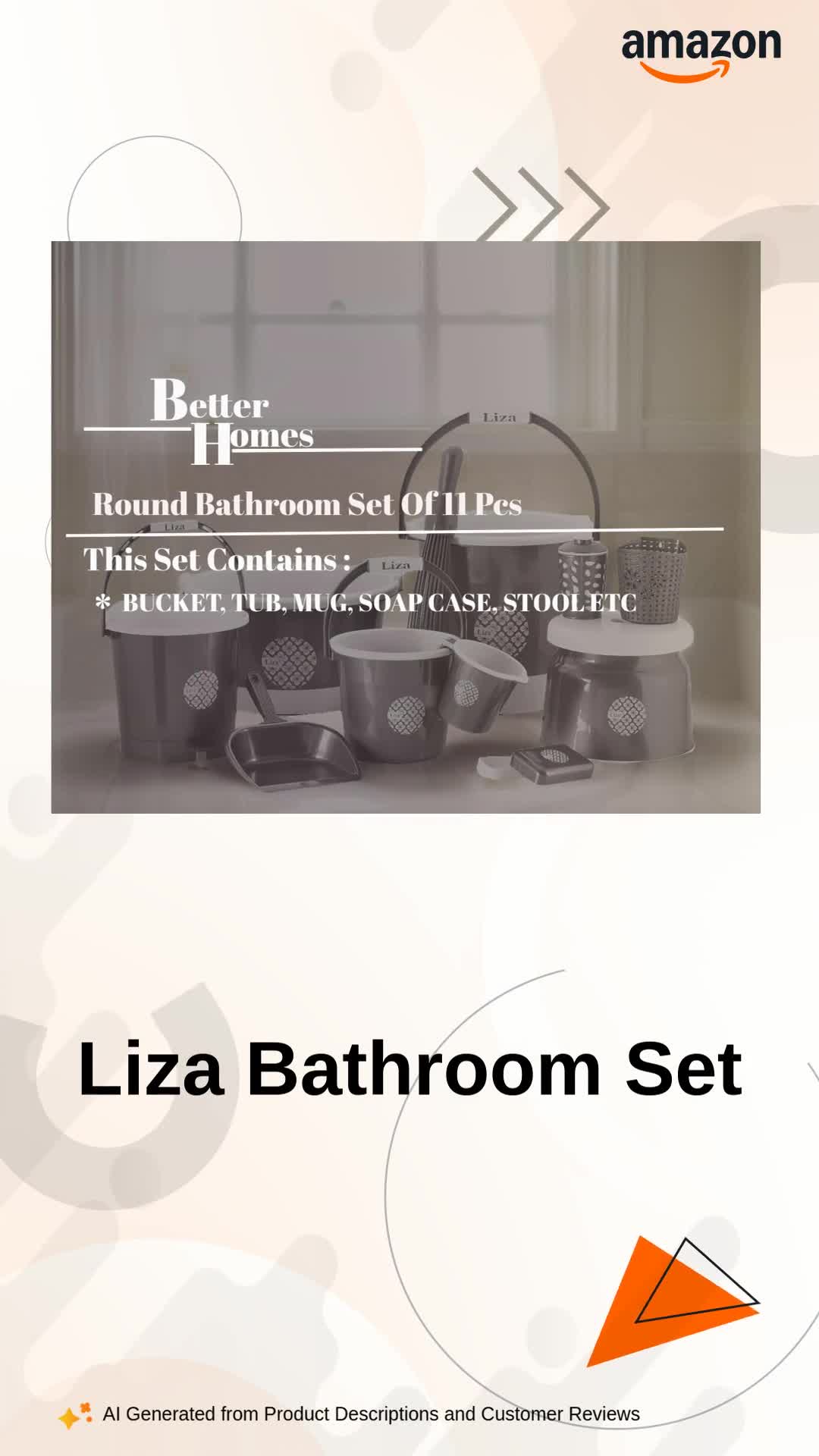 Liza Jumbo Plastic Deluxe Bathroom Set Bucket Mug Comfortable