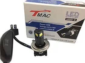 Lampada de Led H4 Moto Farol Efeito Xenon 6000k Super Branco T-Mac Unidade
