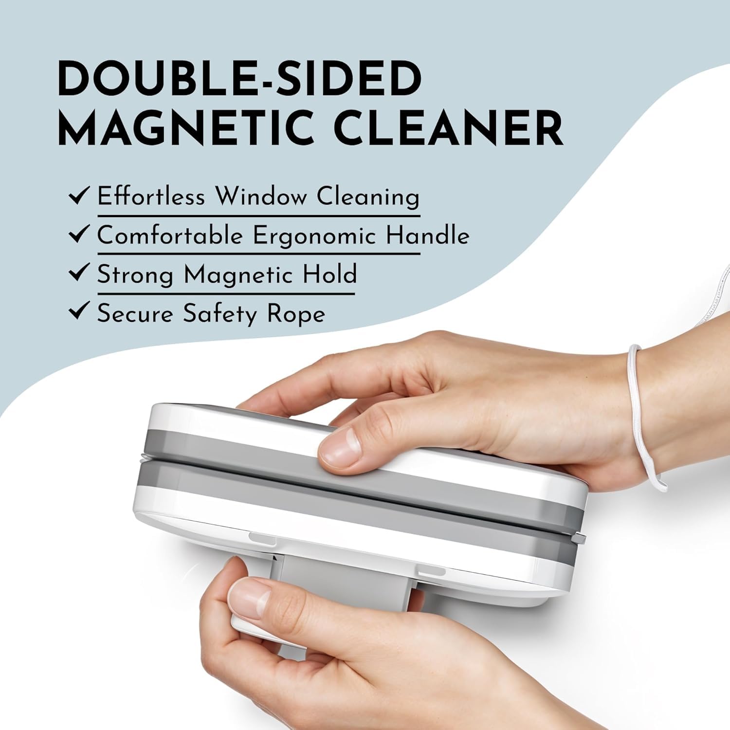 FLOITTUY Magnetic Window Glass Cleaner | Doublefaced Glass Cleaner | Double-Side Glazed Two Sided Wiper with 2 Extra Cleaning Cotton Squeegee Washing Equipment Household Magnet 2