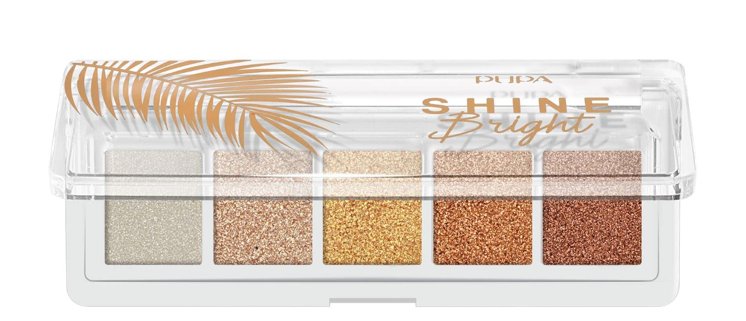 Pupa Shine Bright Palette 5 Ombretti Effetto Metallico 001 Sunny Gold-image