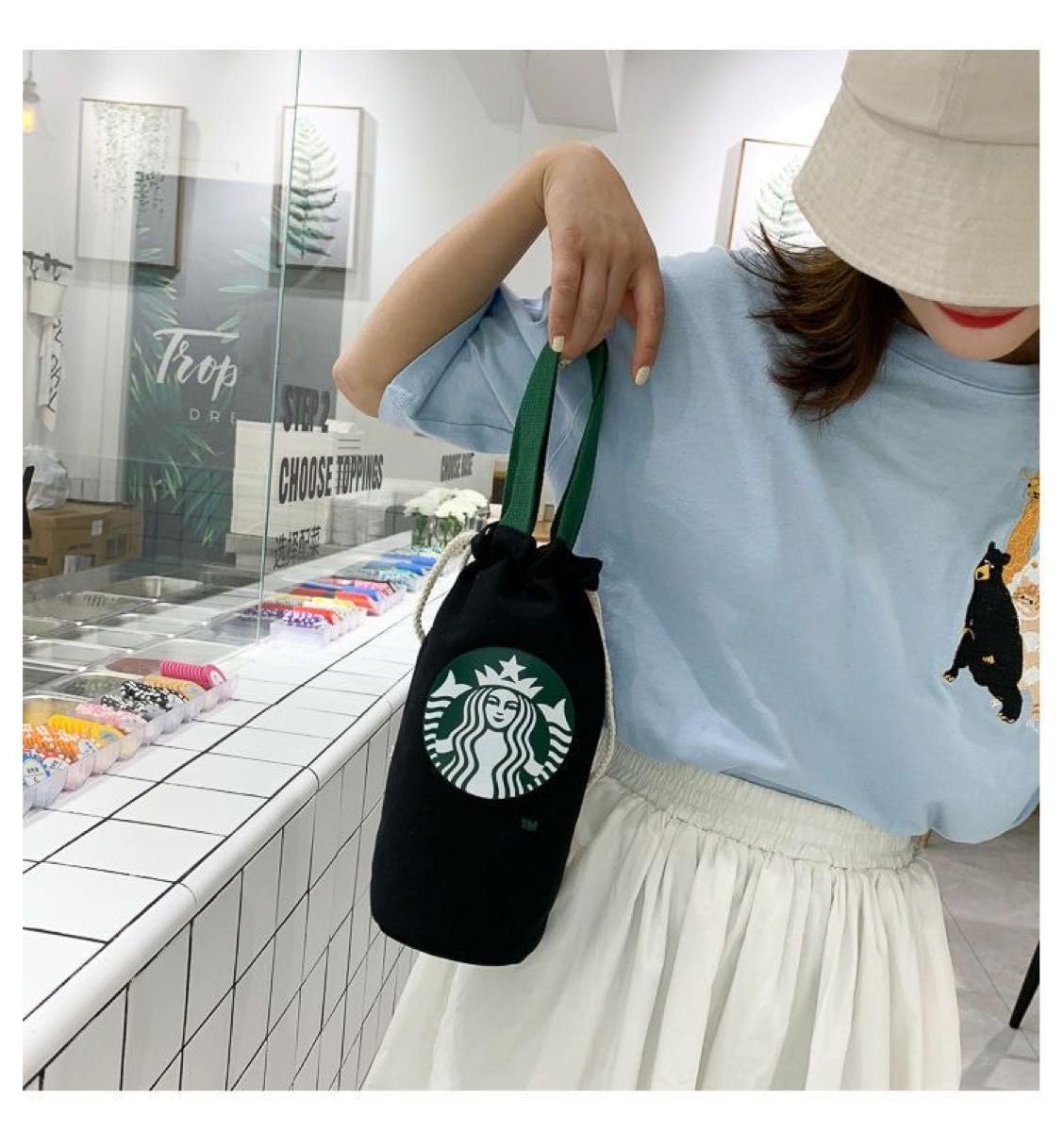 STARBUCKS スタバステンレスタンブラーファーバッグポーチ巾着