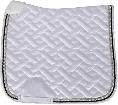 Schneiders Satin Dressage Pad with Bling | Color White Upscale Dressage Pad | Basketweave Print | Comfortable Fit | Relief for Wither | Bling Accents
