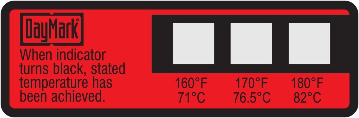 DayMark Safety Systems Dishwasher Temp Labels, 160F/170F/180F (Pack of 24)