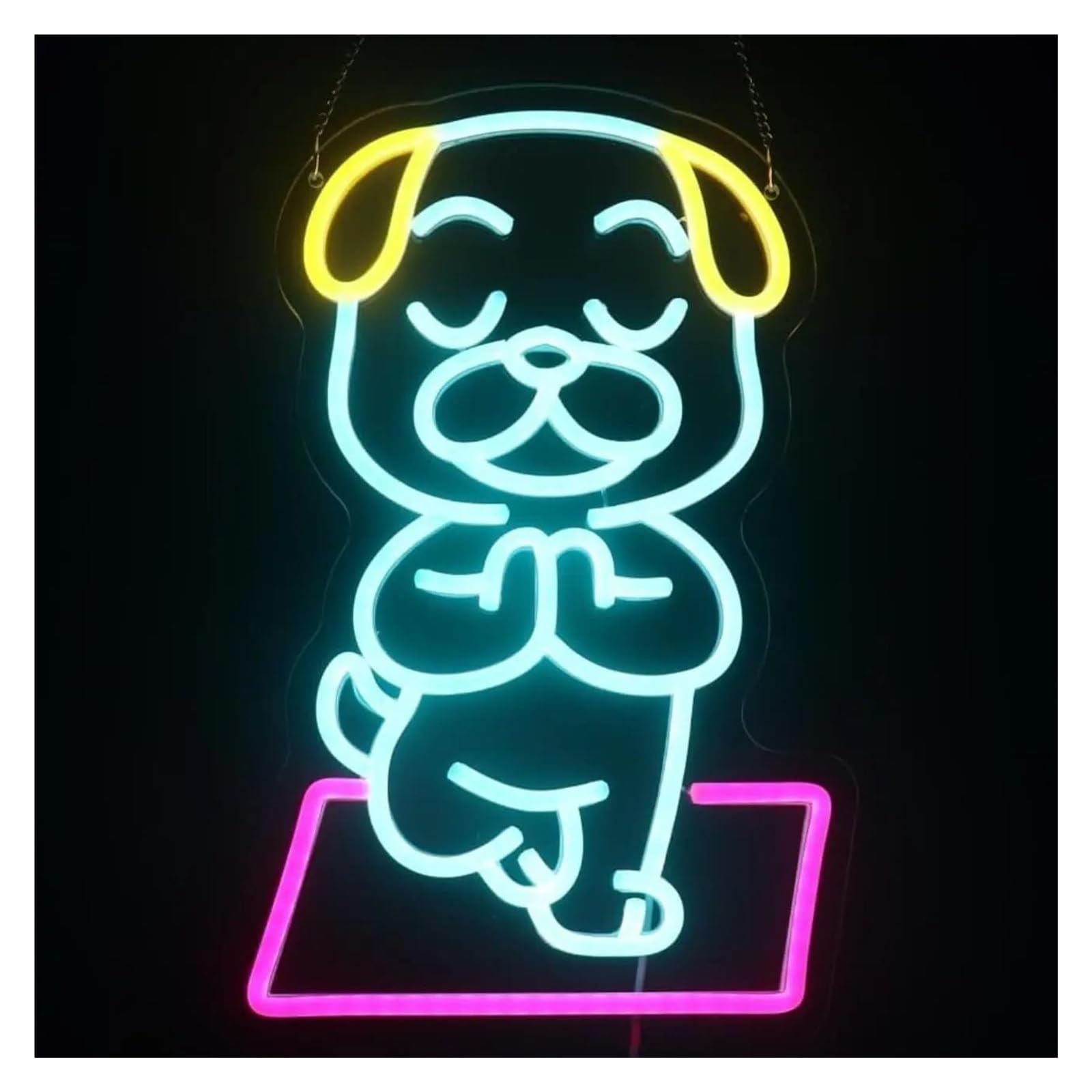 LEMST Sign Lamp Puppy Yoga Neon, Suitable for Pet Shops, Yoga Rooms, Home Decoration 38x24.5cm