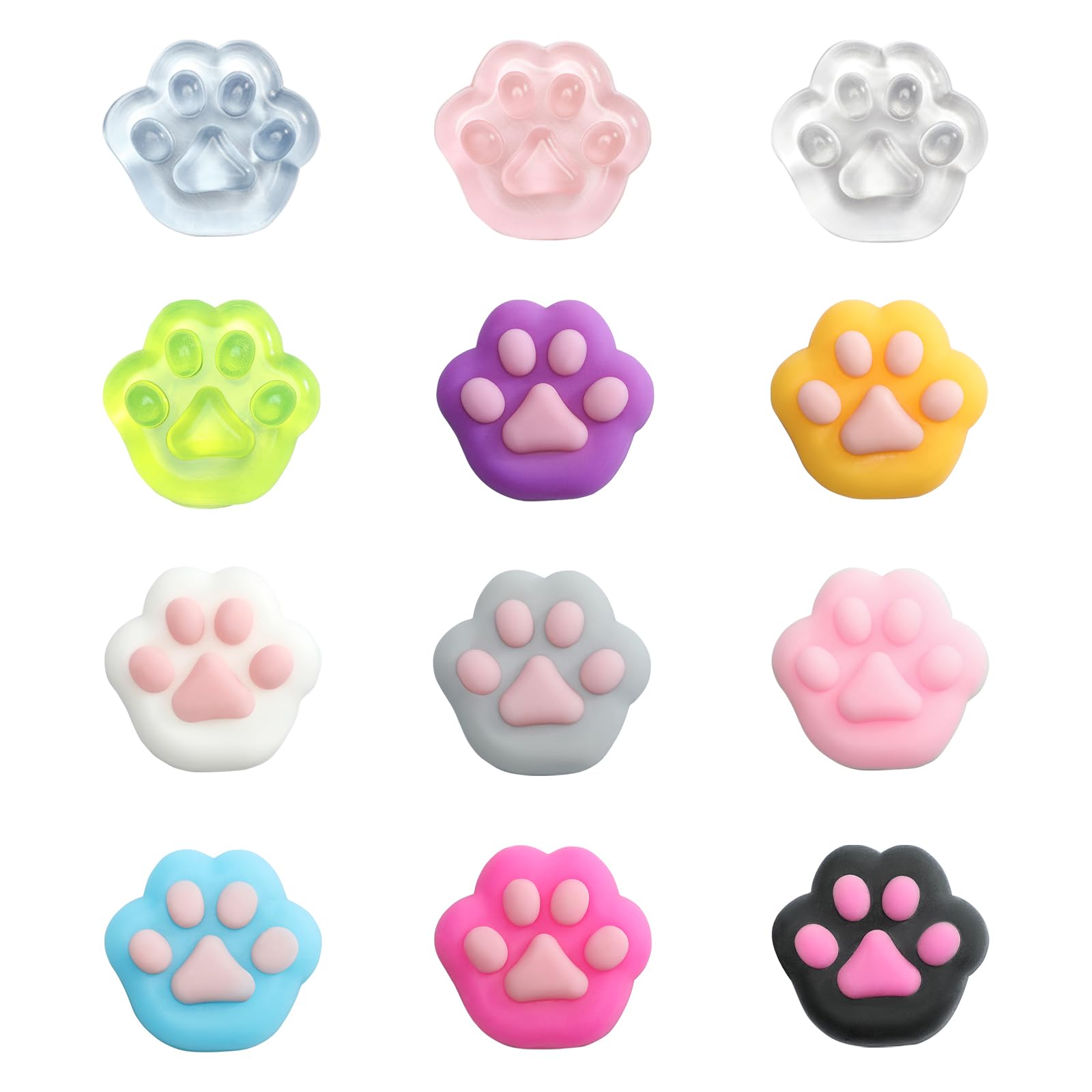 12pcs Taba Squishy Cat Paw Squeeze Toys, Ultra-Soft Quick Recovery Cat Paw Pinch Toy，Novelty Things Suitable for Adults Kids (Mix Color)
