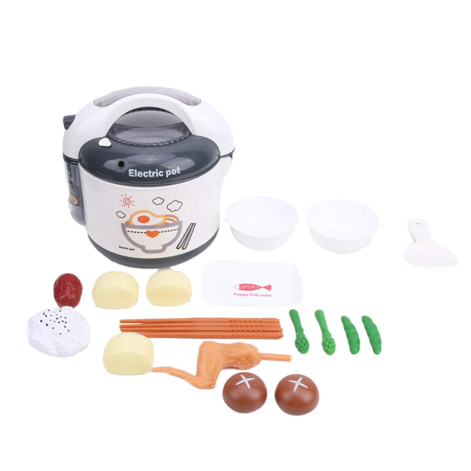 Set di Giocattoli per Cuociriso per Bambini, Elettrodomestici da Cucina in Plastica Dai Colori Vivaci per un Divertimento Interattivo (Grigio)