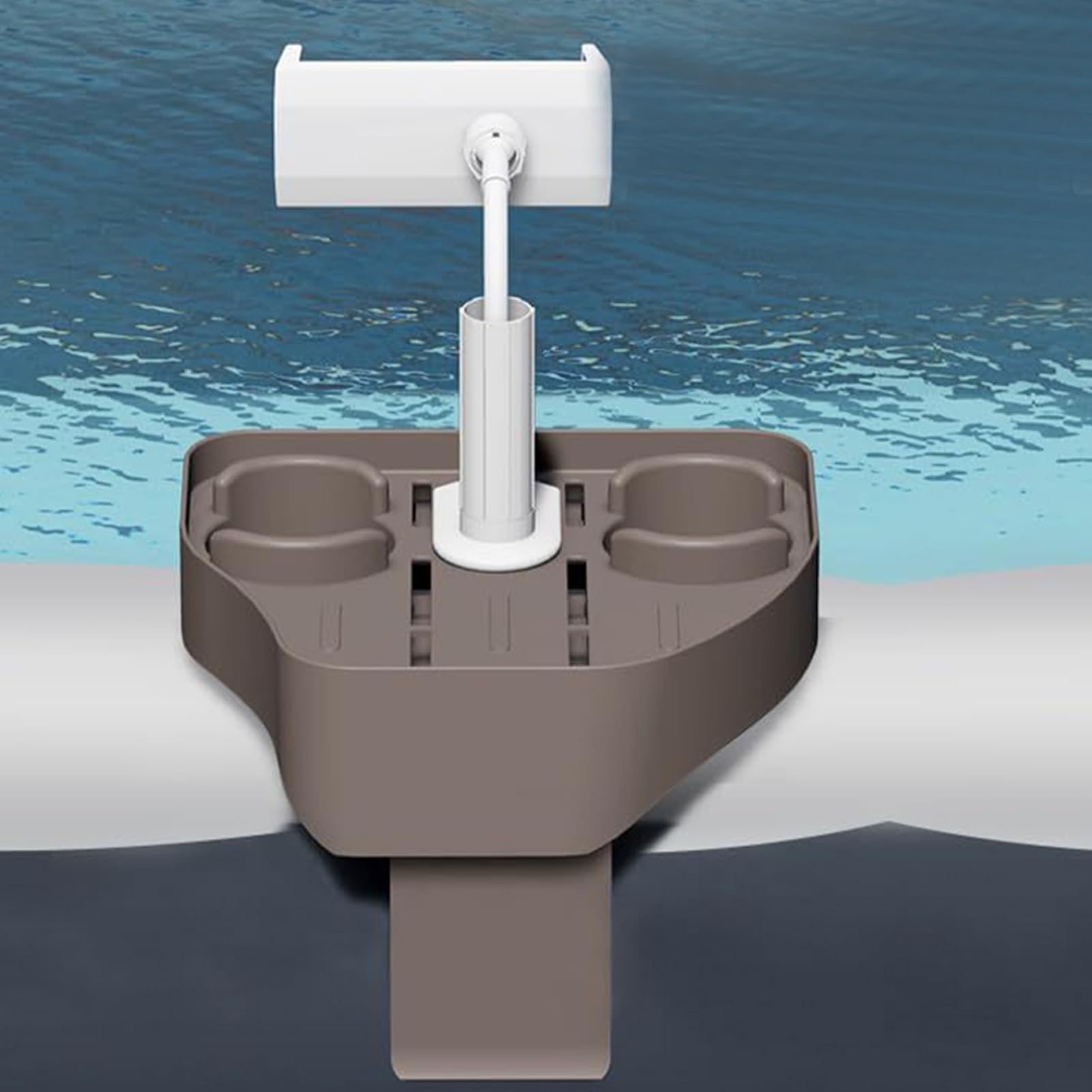 Bandeja flotante multifuncional para bebidas con 2 portavasos, ajustable, antideslizante, para piscina y bañera, almacenamiento perfecto para bebidas y aperitivos