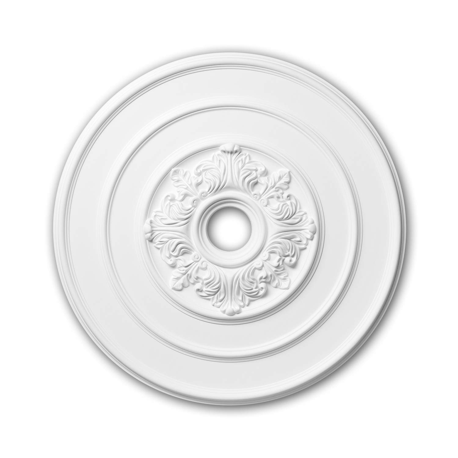 Profhome Rosone soffitto parete 156005 Ø 65,6 cm x 4,8 cm Poliuretano espanso rigido primerizzato