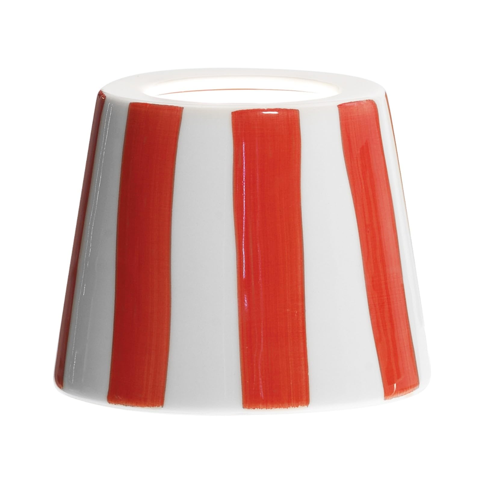 Zafferano Red Stripes Poldina Cover, Hand Decorated Ceramic Cover For Table Lamp, Cover Compatible With Poldina Lamps, Made In Italy, Ø13 X 10 Cm, Colour White