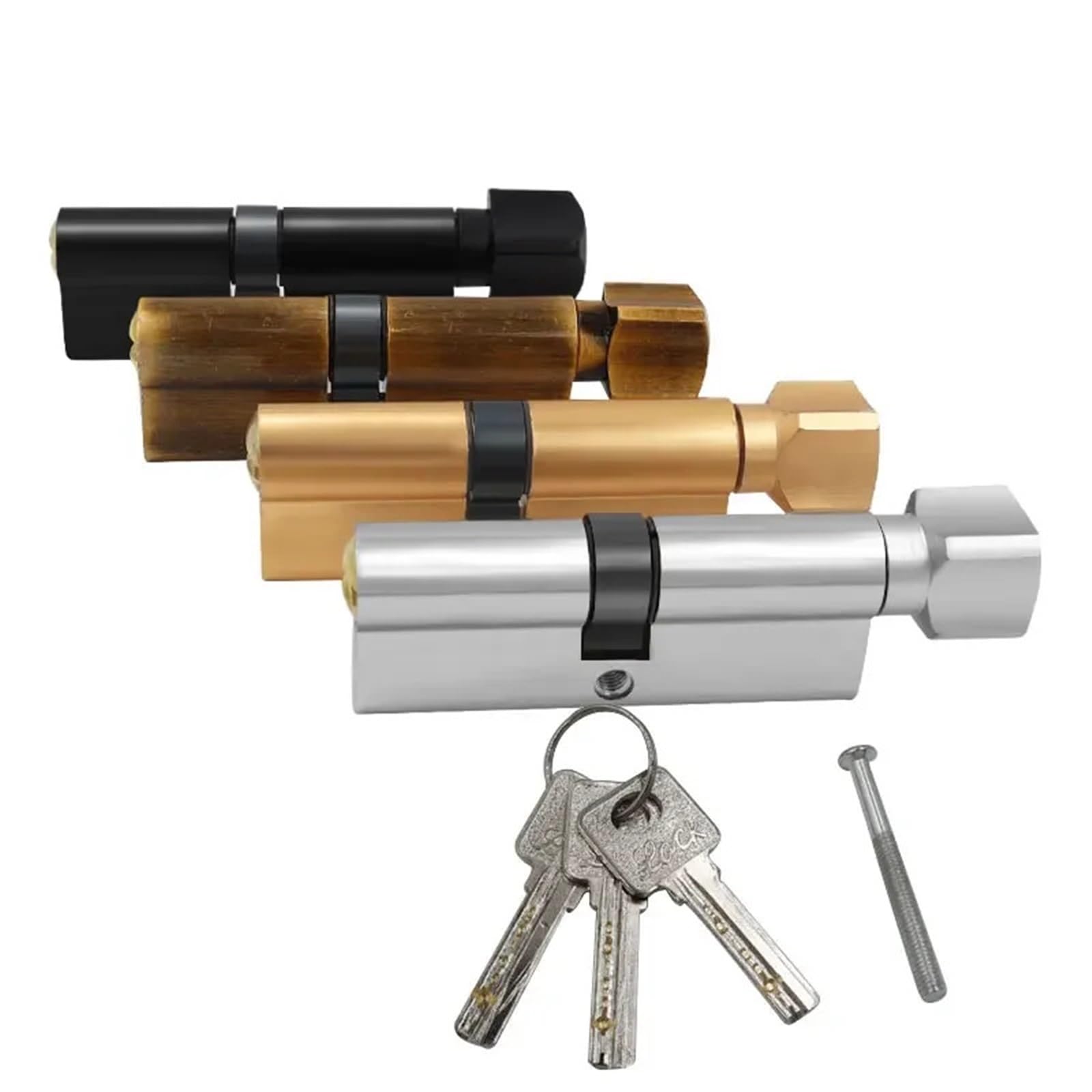 Door Cylinder Lock Biased 70mm 3 Keys Anti-Theft Entrance Brass AB Home Security Interior Bedroom(Brass)