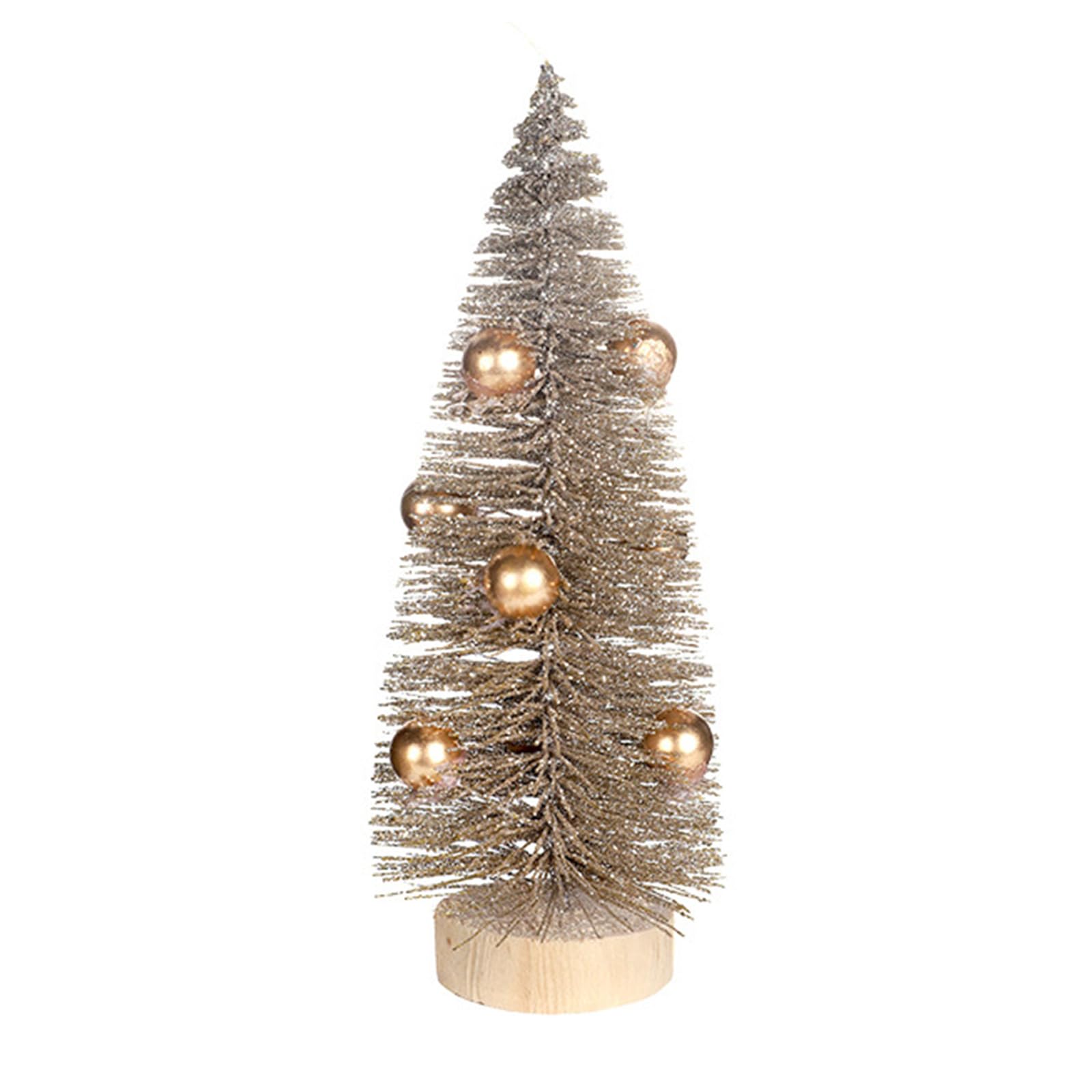 Tsophreniq Artificial Miniature Christmas Tree with Wood Base Festives Tabletop Ornament Stylish Home Decoration Party Supplies Holiday Decoration