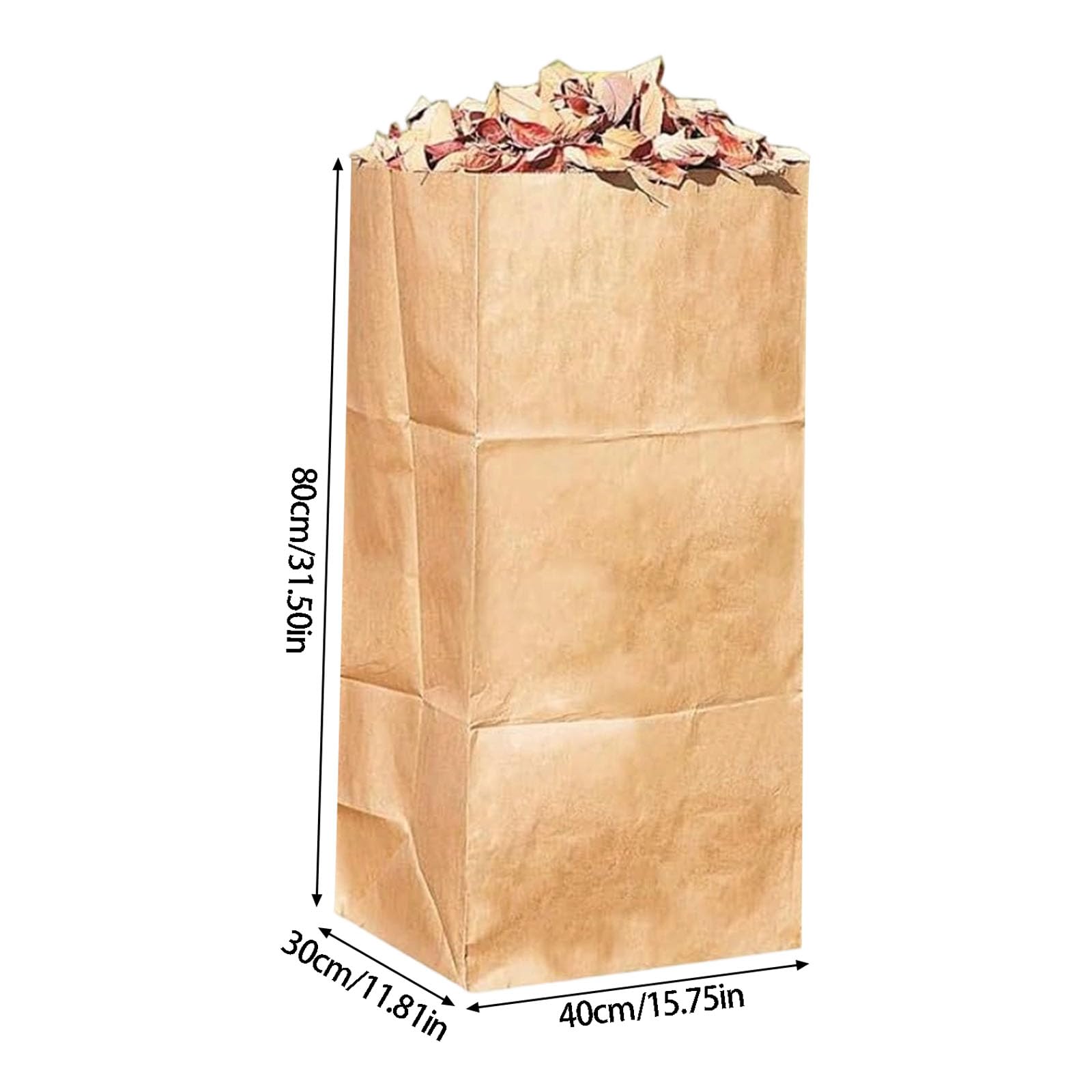 Generico Sacco Carta Artigianale a Strati Sacchetti per Raccolta Foglie Sacchetti per Prati Naturali Sacco per stoccaggio rifiuti per Giardino Esterno Uso Domestico 10" Cestino Carta Resistente