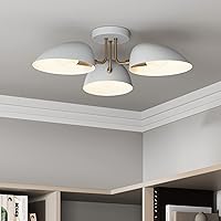 Vista 7 de Nathan James Argo - Lámpara de techo semiempotrada, 3 luces, iluminación retro moderna con pantallas redondeadas negras para pasillo, comedor