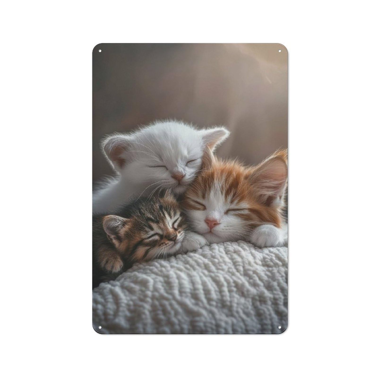 Junmoney Sleeping Kittens Printed Metal Sign 30X20cm For Lounge Or Reading Corner, Suited To Lounge Decor Fans