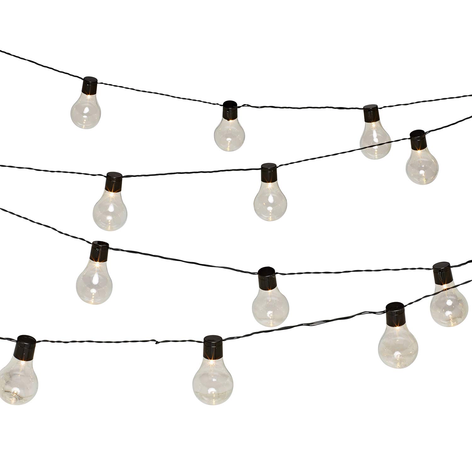Lights4fun Guirlande Lumineuse Guinguette 20 Boules LED Blanc Chaud à Piles pour Intérieur