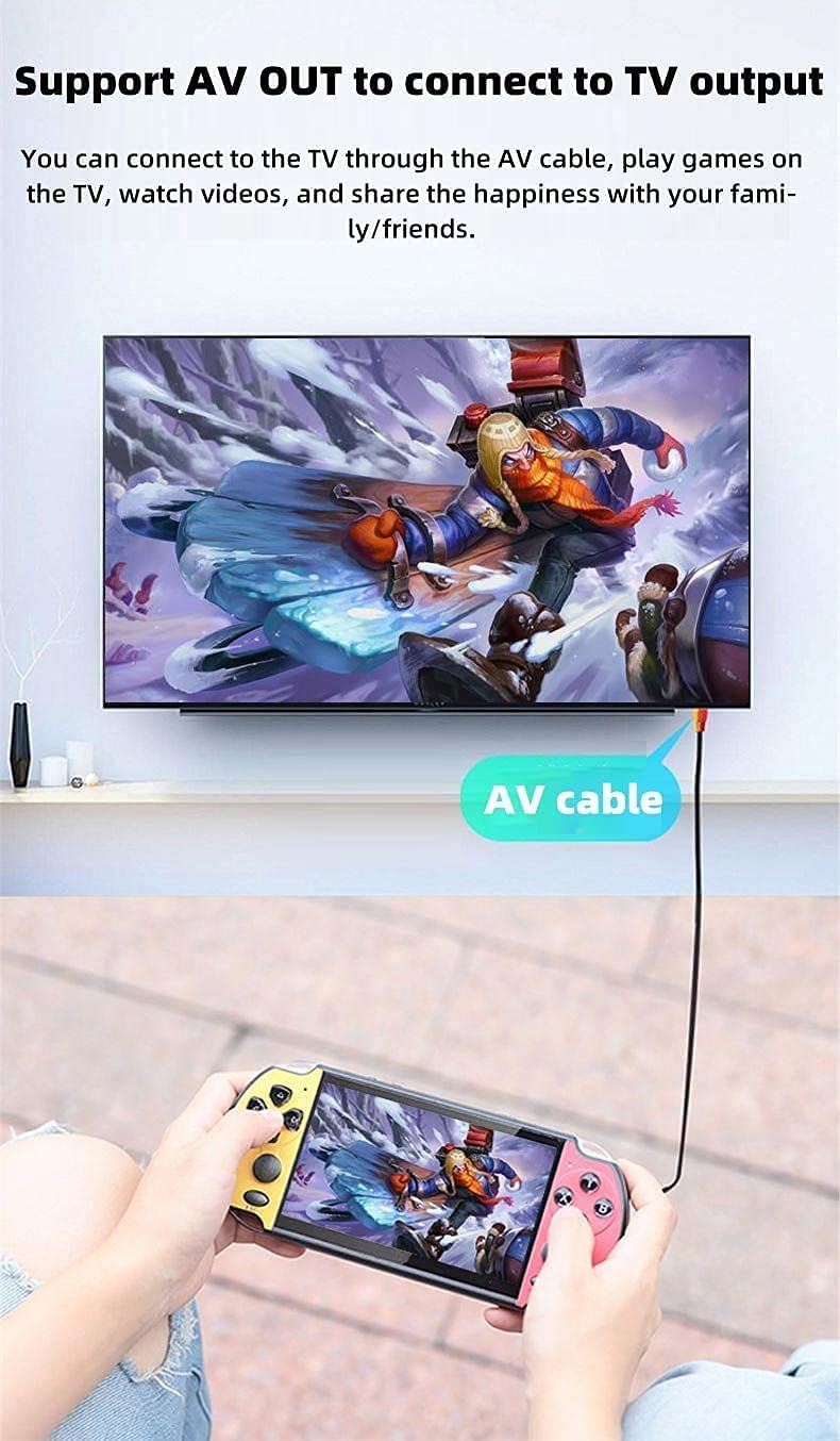 Console di Gioco Portatile Casual con Schermo HD da 5,1 Pollici con 9000 Giochi Vodeo Integrati Gioco Portatile Retro Nostalgico Mp3 Mp4 Uscita AV per Gioco TV, Regalo di Natale per Bambini