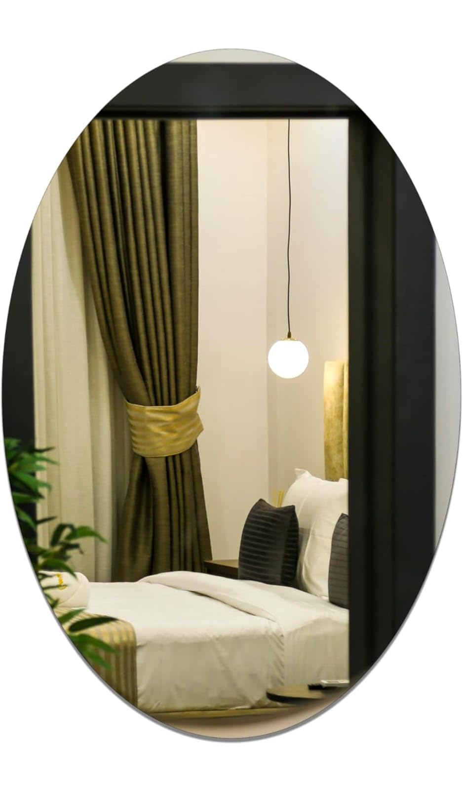 Oval Shape BIG SIZE (30CMX40cm) Adhesive Mirror Sticker for Wall on Tiles Bedroom Living Room Basin Mirror Bathroom Wall Mirror Both Side Sticker Acrylic Wall Mirror Full Length ( PACK OF 2 )