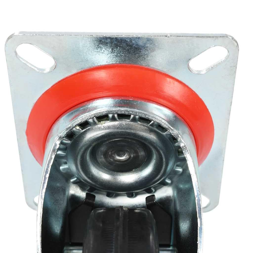 8 Stück Lenkrollen 100 mm - Schwerlastrollen mit Bremse, Gummi-Transportrollen für Werkbänke, Möbel und Wagen, 70 kg Traglast pro Rolle