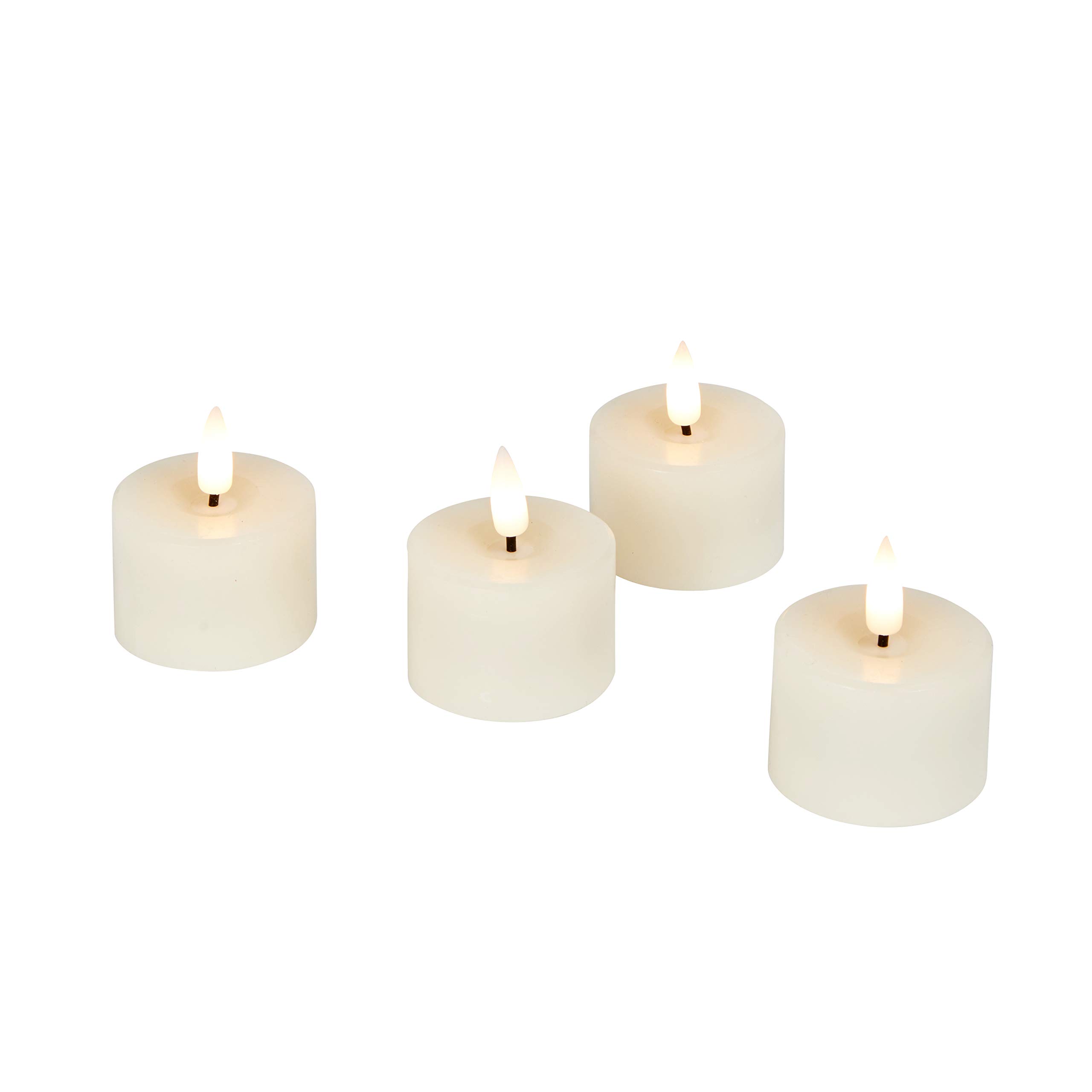 Lights4fun TruGlow® 6er-Set Teelichter-Kerzen | warmweiße LEDs | mit Timerfunktion | Batteriebetrieben | Ostern Weihnachten Advent | Echtwachs flackernde Flamme Klein | Höhe 3 cm | Cremefarben