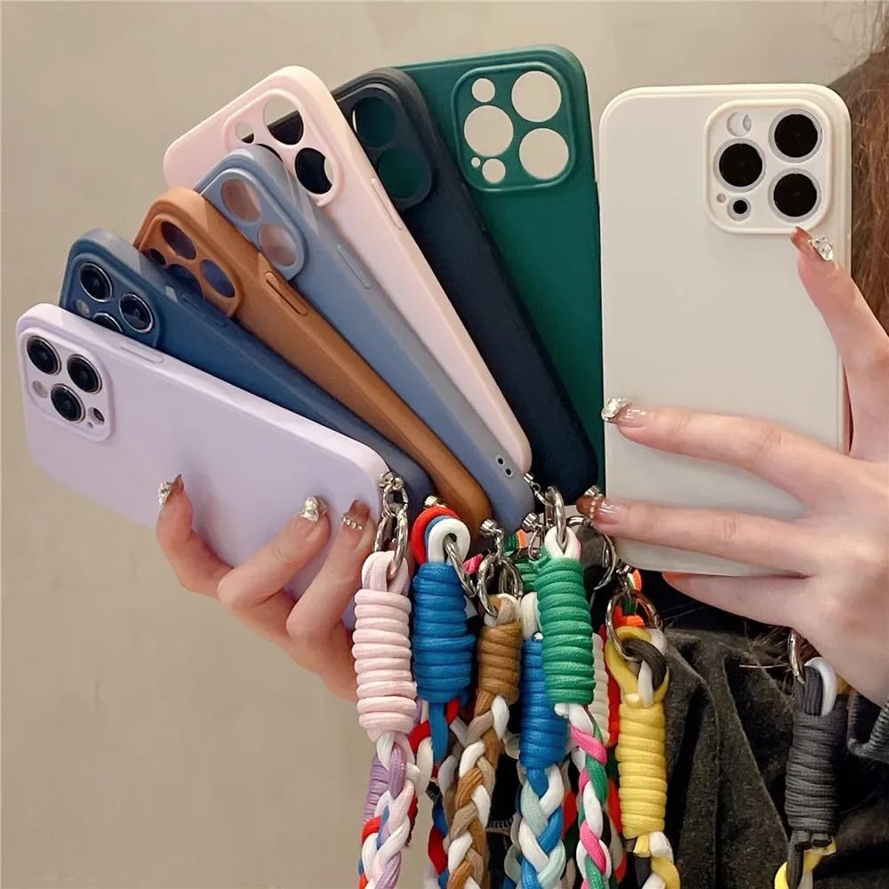 Funda de teléfono Blanda a Prueba de Golpes con cordón y Armadura de Caramelo para iPhone 15, 14, 13, 12, 11 Pro MAX, 7, 8 Plus, Color Negro, para iPhone XR