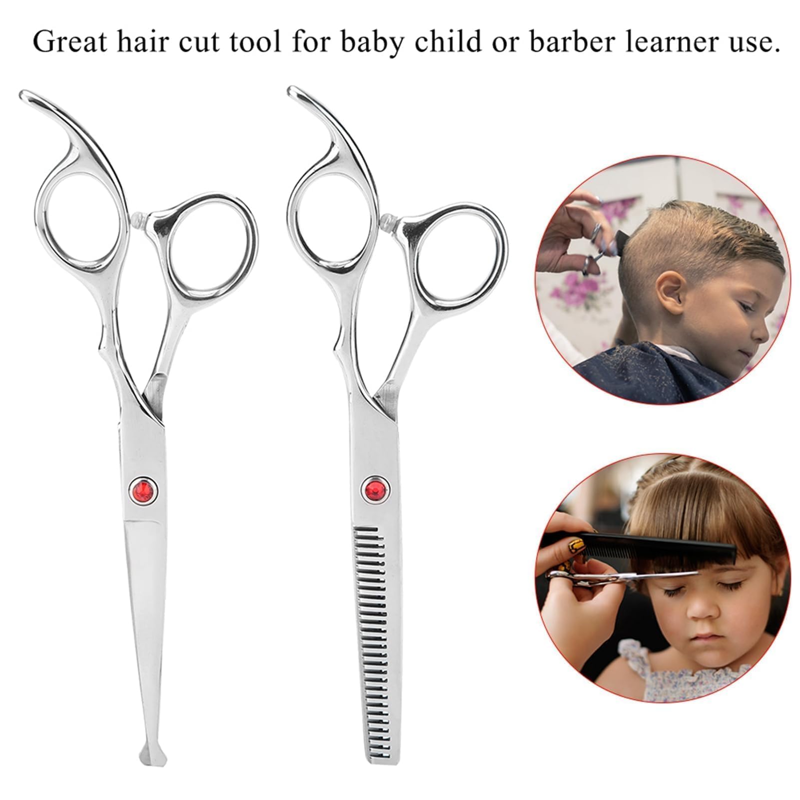 Professionelles Haarschneiden Ausdünnende Schere Set Runde Kopfschere Baby Friseur Schere Set Für Baby Kinder(rot)