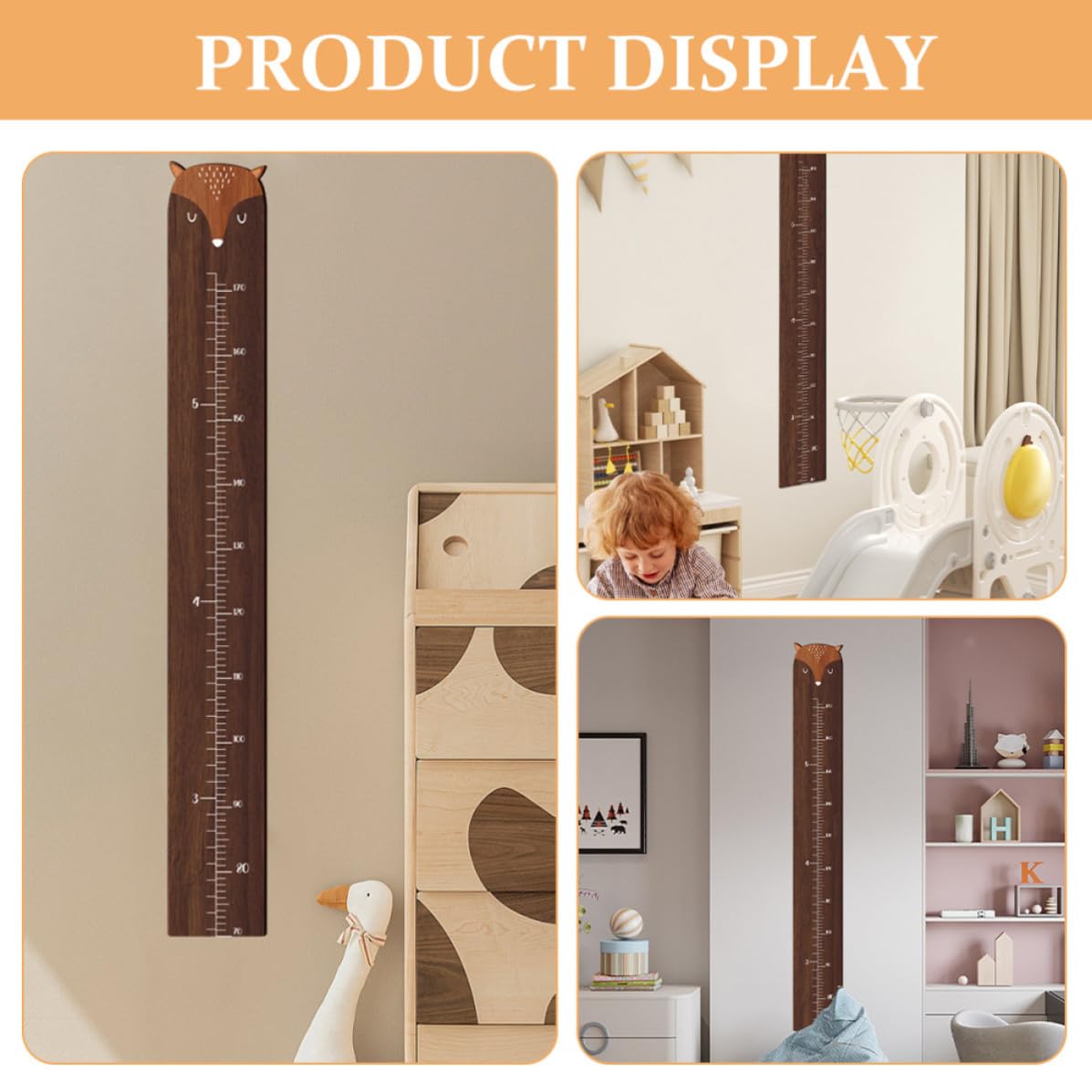 Balacoo Tabla de Crecimiento Infantil Medición de Altura Estable y Resistente Diseño de Jirafa de Madera para Decoración de Habitación para Pared