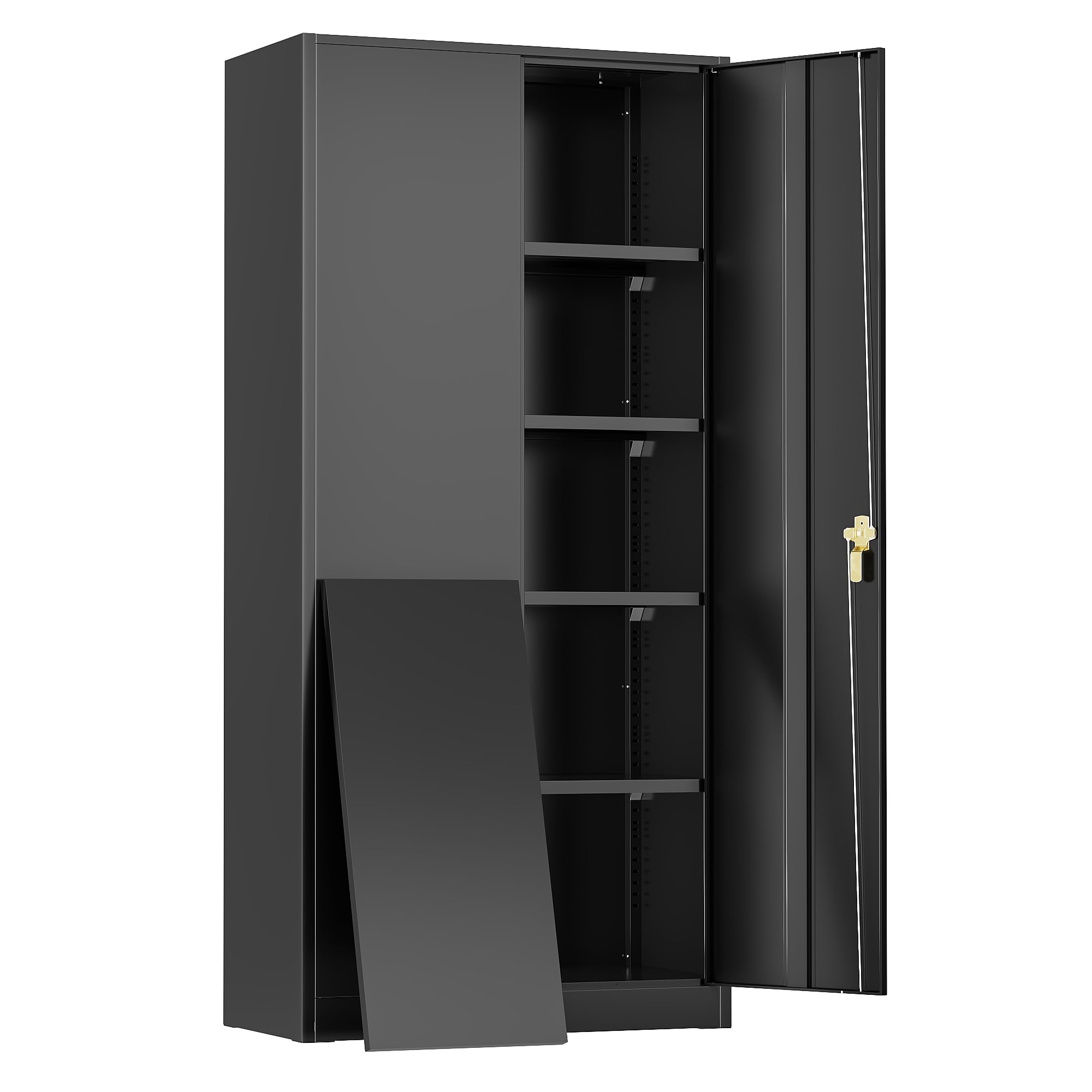 Greenvelly Metal Lockable Storage Cabinet, 72” Tall Storage Cabinet with 2 Doors and 4 Adjustable Shelves for Office, Home, Garage, Pantry (Assembly