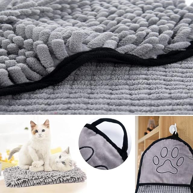 Foto 6 de 8 de Zillary Toallas para Mascotas, Toalla de Microfibra para Perros (Gris)