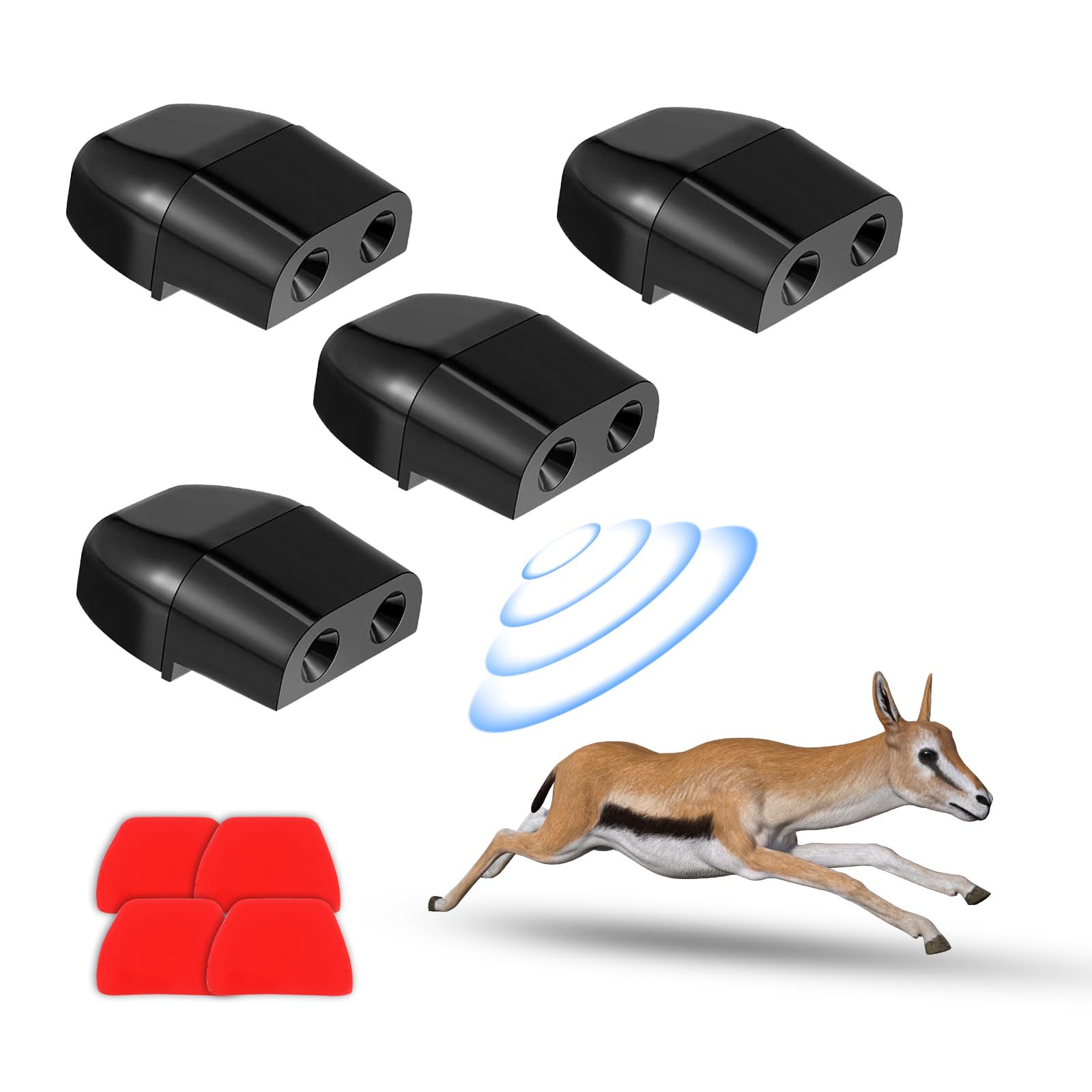 Deer Whistles for Vehicles, Universal Anti-Collision Deer Warning Device with Self-Adhesive for Cars, Trucks, and Motorcycles (4PCS Black)