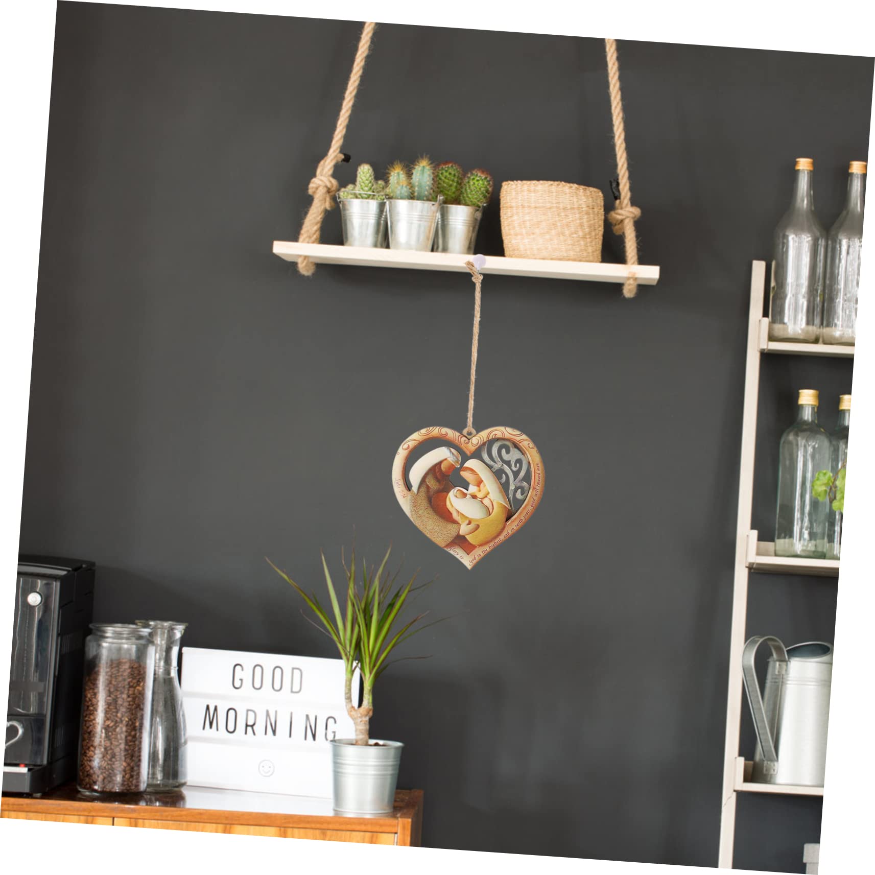 SOIMISS 3piezas Colgante De Madera Diseño De Corazón Amoroso para Decoración De Pared El Hogar Adorno Creativo para Salón y Dormitorio para Familia y