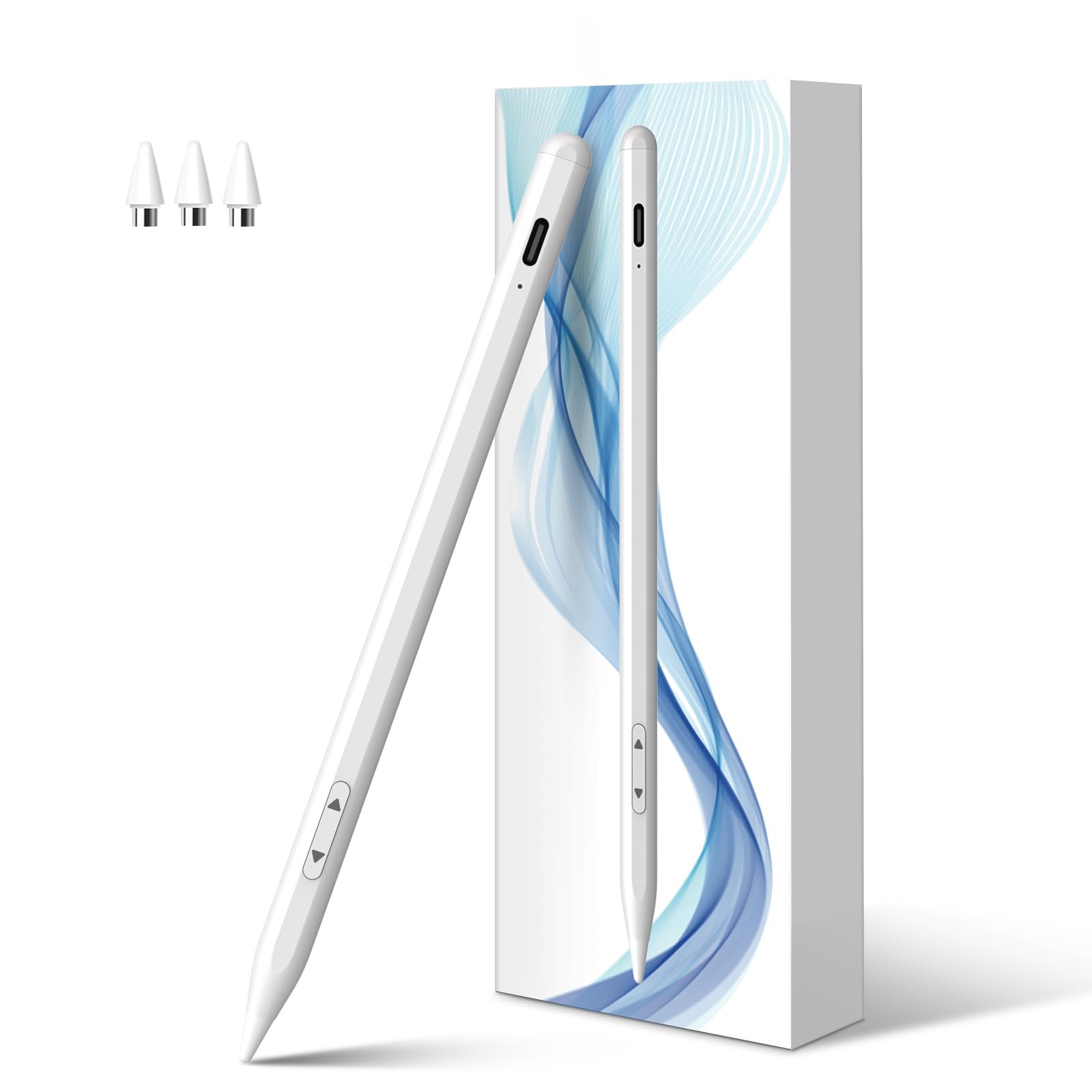 MEKO Universal Touchscreen Stift für Tablet und Handy mit Schnellladen | Kompatibel mit iPad, iPhone, Android, Samsung und Xiaomi; zum Schreiben und Zeichnen auf kapazitiven Touchscreens, Weiß