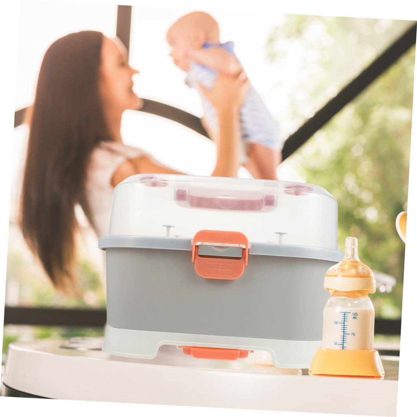 Große Babyflaschen Aufbewahrungsbox aus Pp für Reisen und Outdoor | Milchflaschenbehälter mit Großer Kapazität, Ordnung für Schnuller und Zubehör, Praktischer Transport