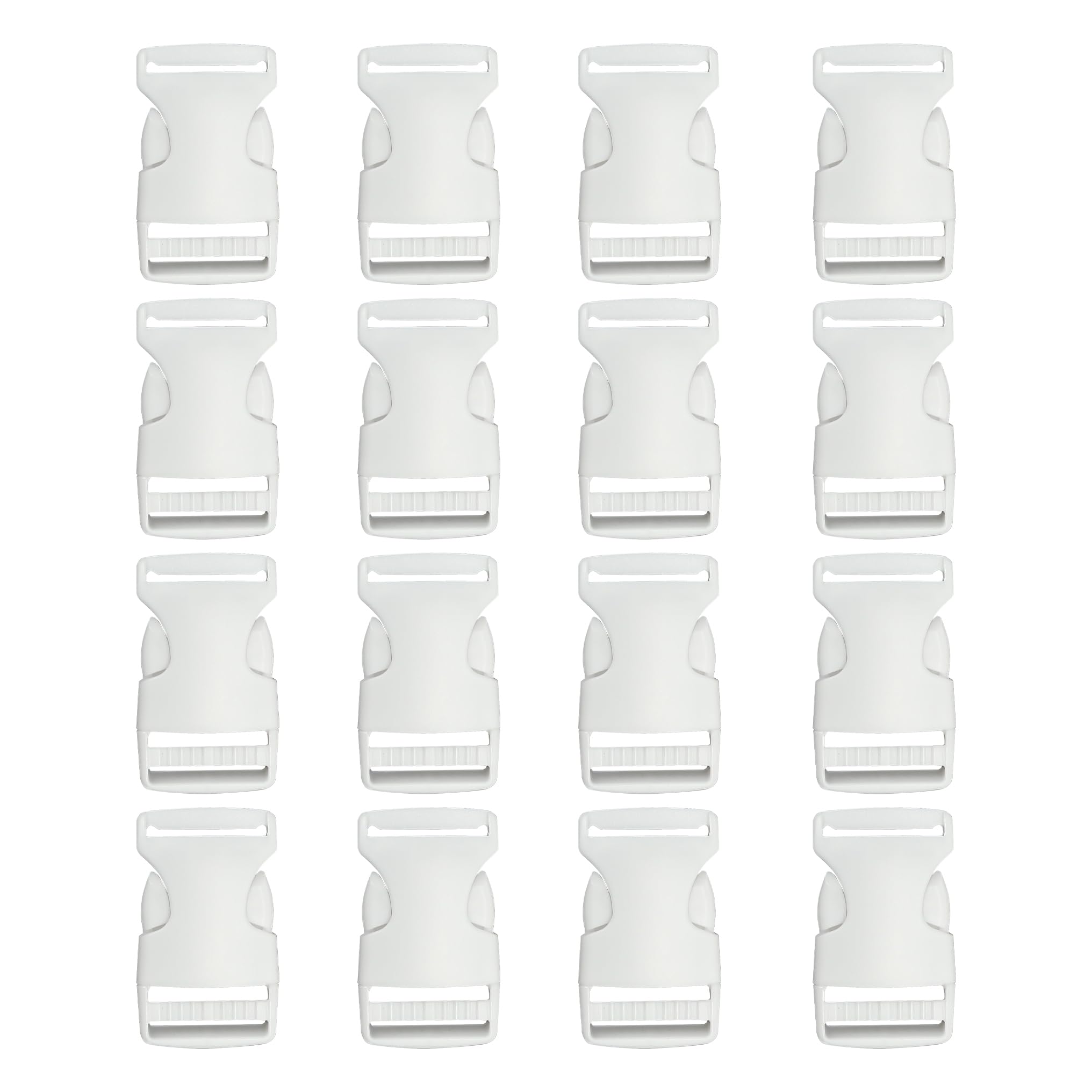 20 Pack of 1 Inch Quick Side Release Adjustable Plastic Buckles for Backpacks, Luggage Straps, Pet Collar Repairing - White Paracord Parachute Buckle Clips