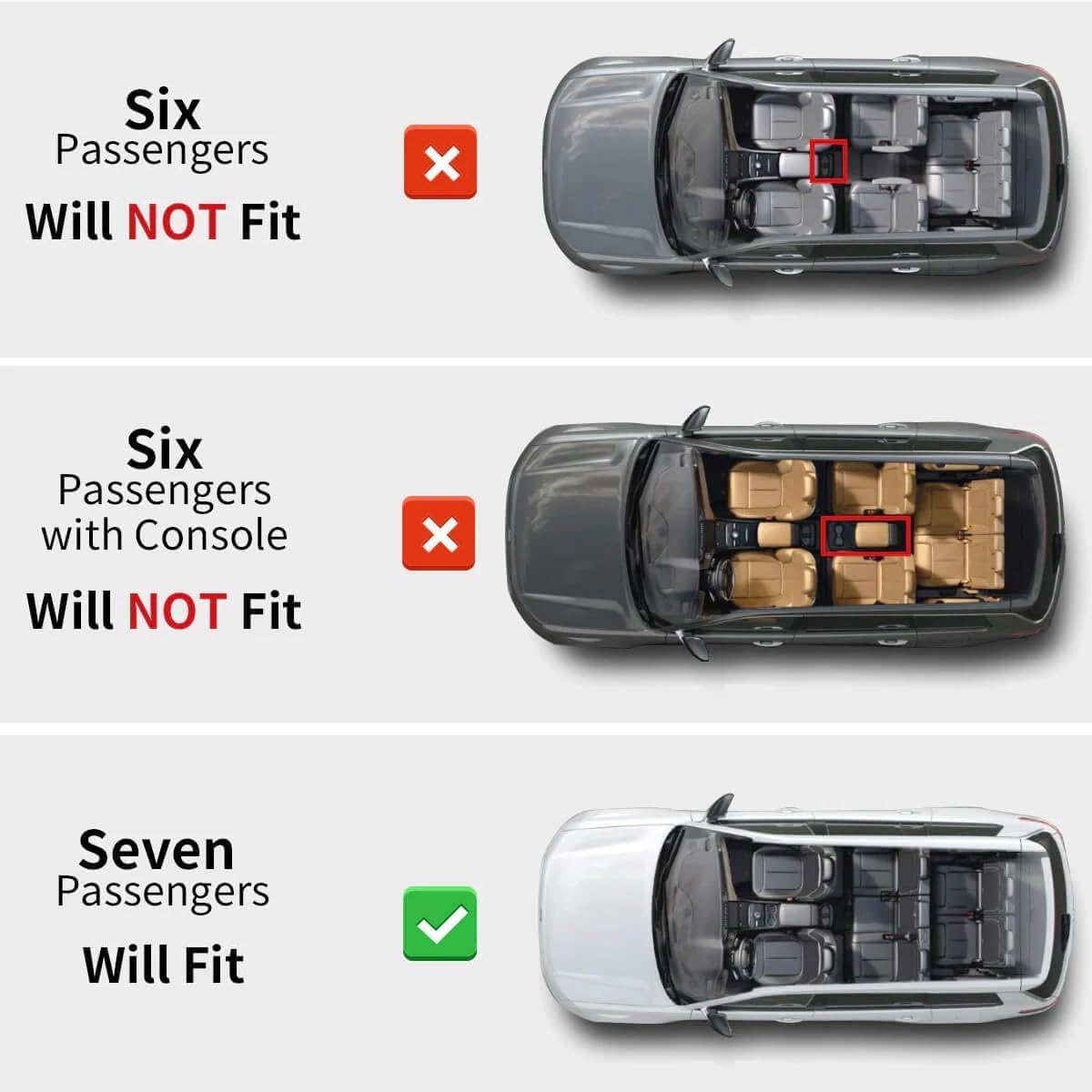 LASFIT Floor Mats for Jeep Grand Cherokee L 2021-2025 7 Seat (NOT Fit for 6-Passenger) All Weather TPE Custom Fit Car Mats Floor Liners 1st & 2nd & 3th Row, Black