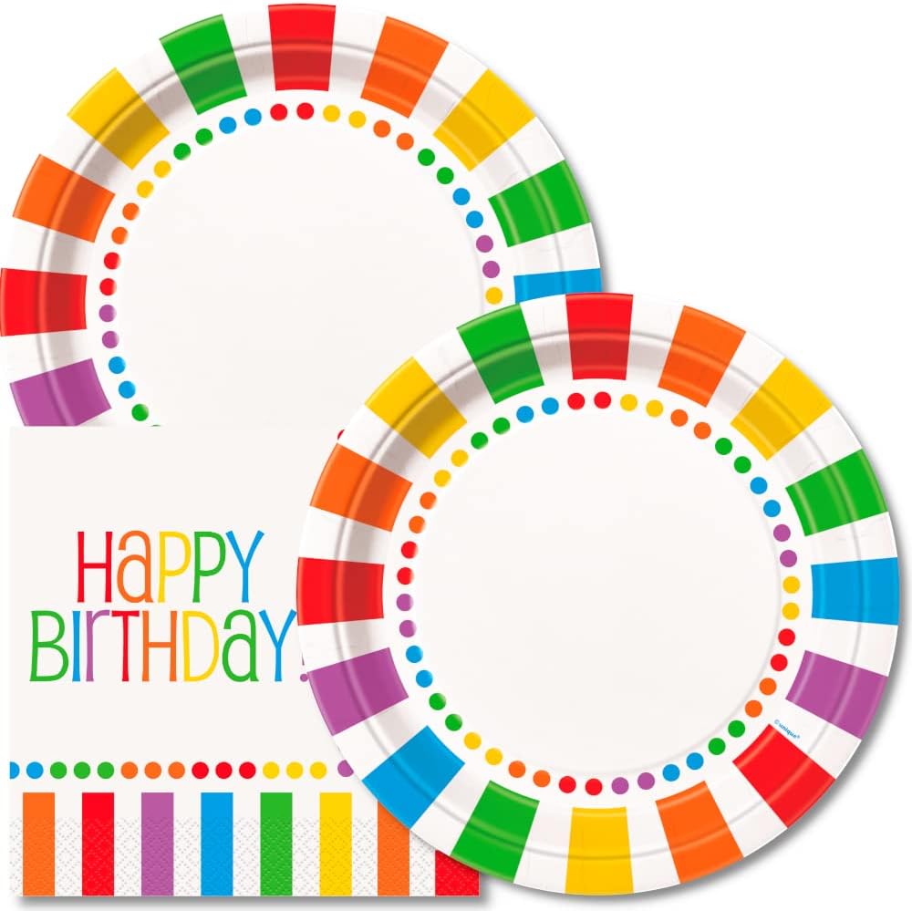 Happy Birthday Plates and Napkins 16 Colorful Confetti