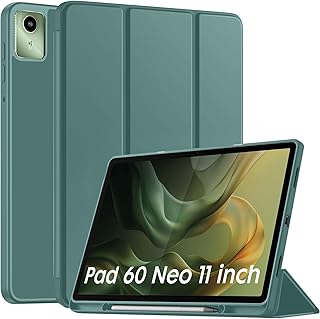 Robustrion Case Cover for Moto Pad 60 Neo Cover 11" with [Pencil Holder], Trifold Flip Cover Case for Moto Pad 60 Neo Cover 11" - Dark Green