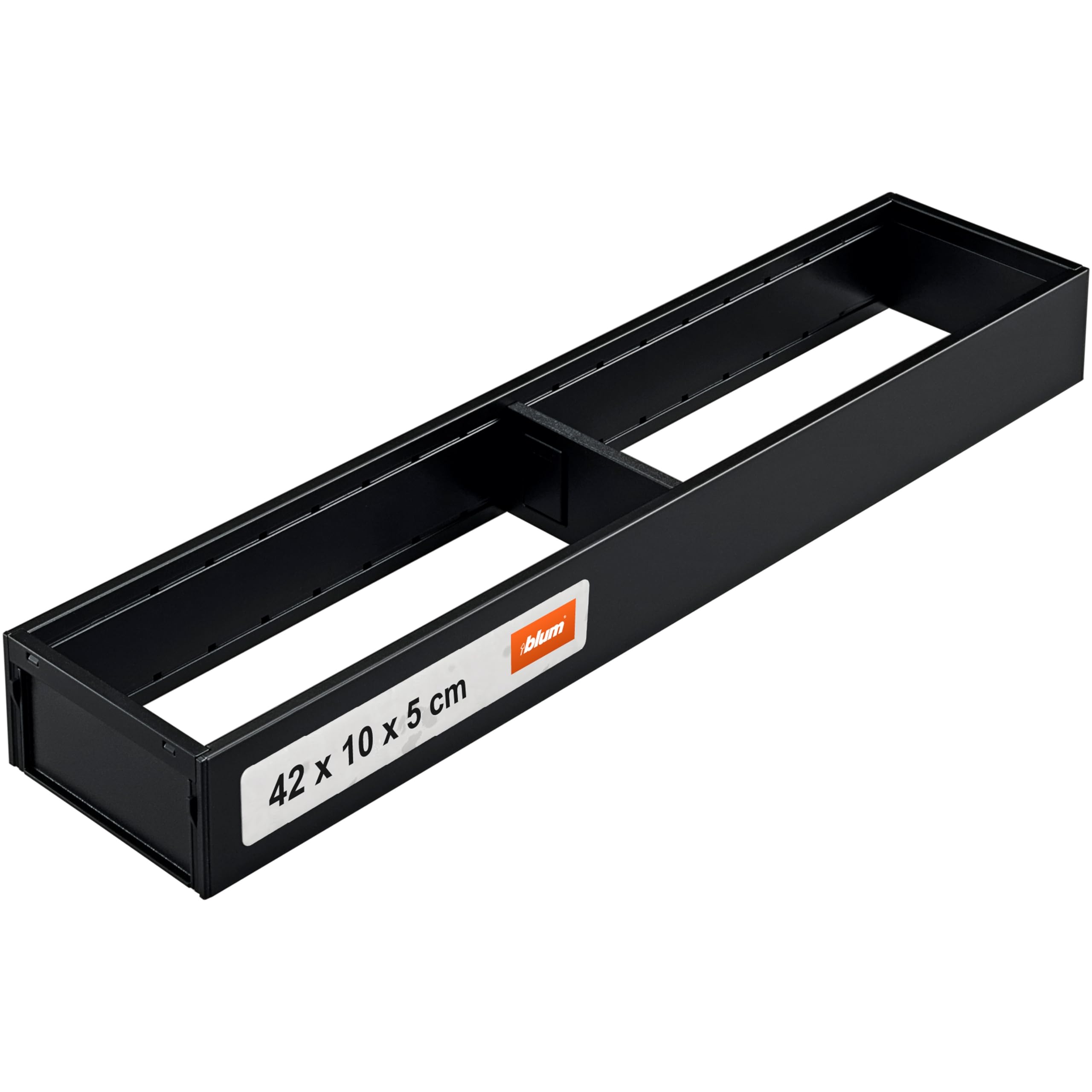 Séparateur de tiroir haut de gamme AMBIA-LINE en acier thermolaqué noir mat par Blum