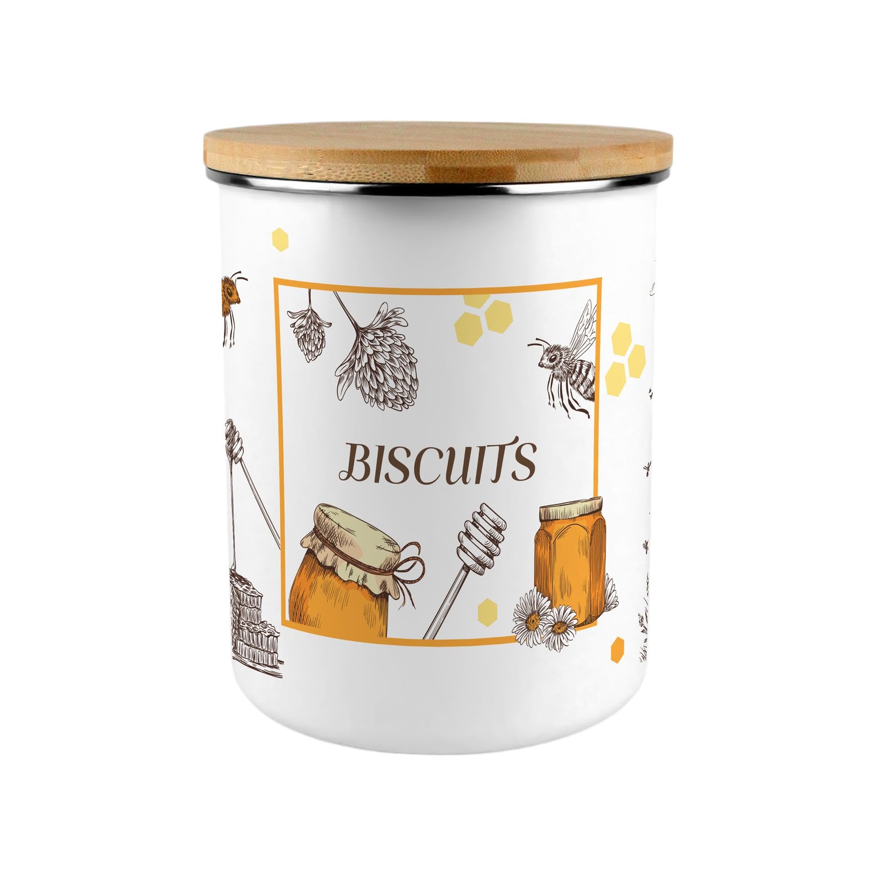 Extra Large Enamel Biscuit Canister - Honey Farm Kitchen Food Storage Jar Gift