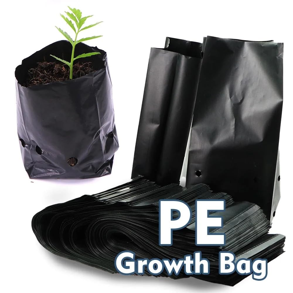 50/100 Pièces PE Sacs De Pépinière en Plastique Noir Plantation Croissance Poche Jardin Fleur Légumes Semis Culture Plantation Conteneur(100pcs,20x40cm)