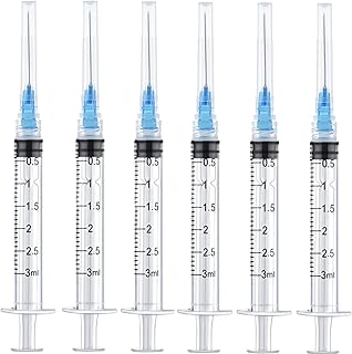 25 Pack 3ml Plastic Lab Syringes with 23Ga, for Scientific Labs, Industrial Dispensing and Liquid Measuring Syringe Tools, Individually Sealed Packaging