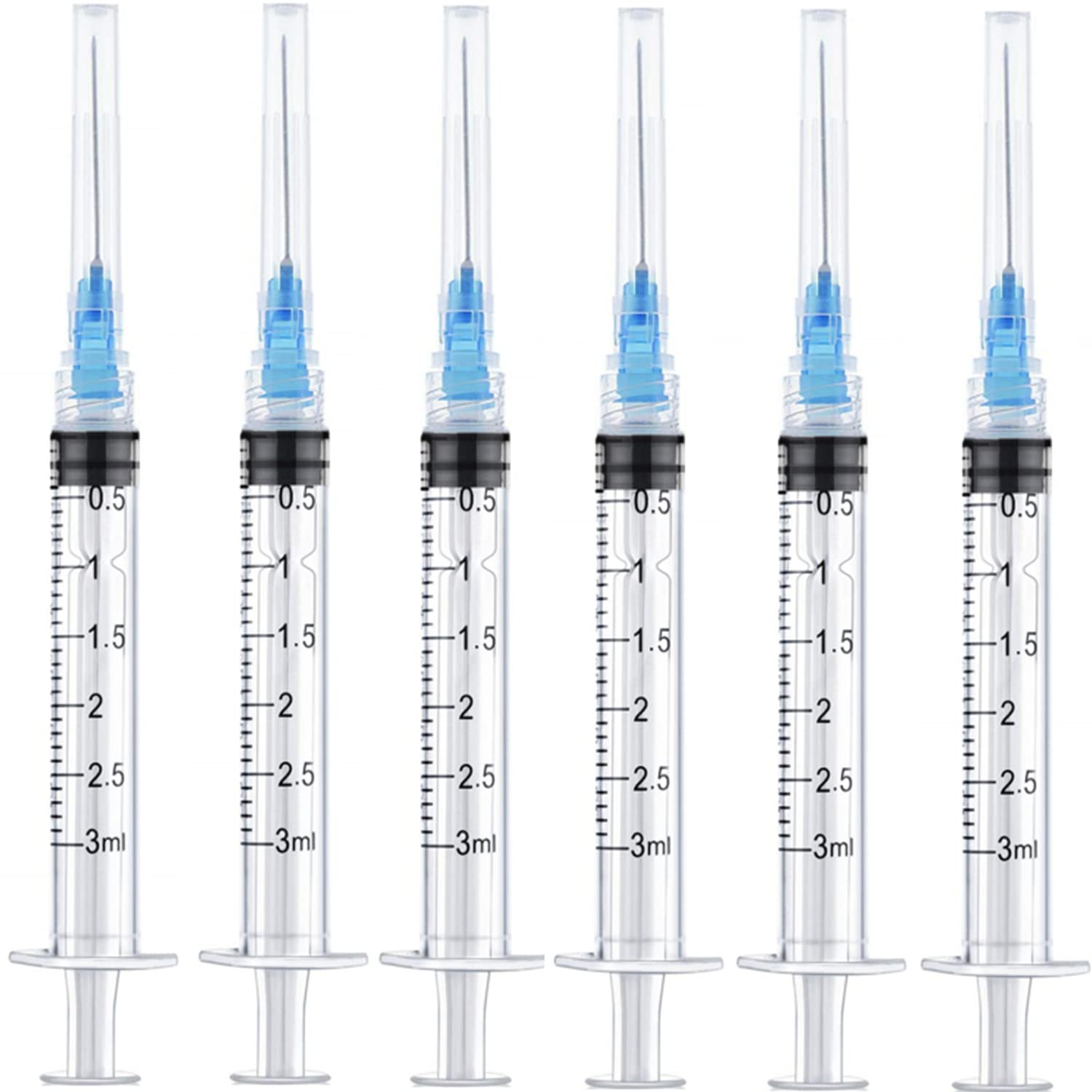 25 Pack 3ml Plastic Lab Syringes with 23Ga, for Scientific Labs