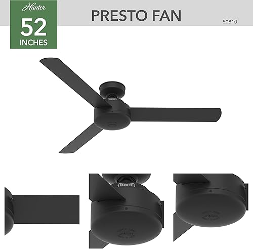 Miniatura 3 de Hunter Fan Company 50810 Presto Ventilador de techo 52 negro mate