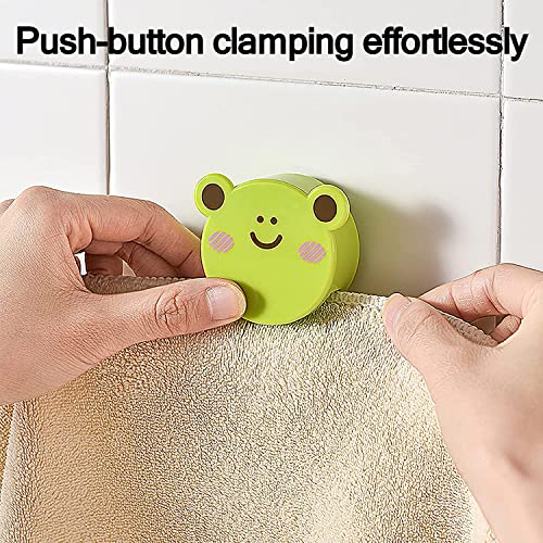 Image of KPNG Cute Cartoon Towel Cloth Wall Clip Holder Simple One Press Towel Storage Rack Wall Hook Lovely Animal Button Storage Hook Random (Pack-2 Color May Very)