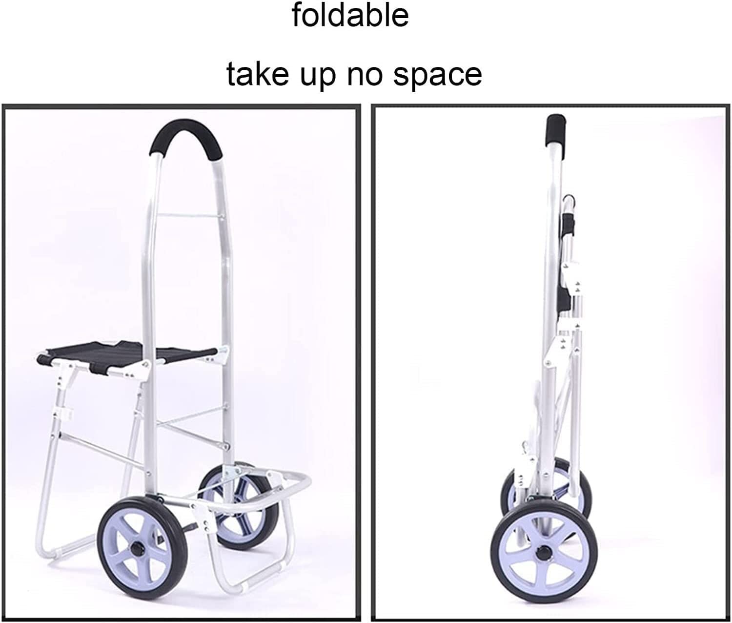 Carrello Portaspesa Ruote Carrello Spesa Multiuso Carrello Spesa For Generi Alimentari, Carrello Multiuso Pieghevole Pieghevole Usato Come Sedile Cestini Portaoggetti Con Ruote E Borsa Impermeabile Ri