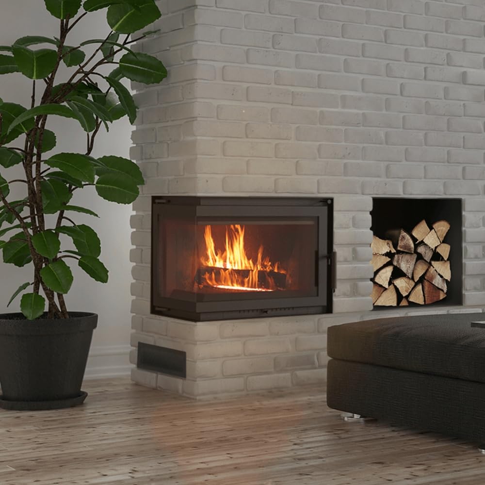 KRATKI Kamineinsatz Holzofen Gusseisen Simple Links 8kW BImSchV 2 Einbausatz EEK A
