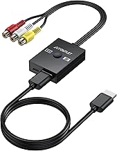 AUTOUTLET RCA to HDMI Adapter, 16:9/4:3 Conversion 1080P Composite CVBS AV to HDMI Video Audio Converter with 50 cm Removable HDMI Cable & PAL/NTSC, for Wii/PS1/PS2/N64/Xbox/DVD/VCR/VHS