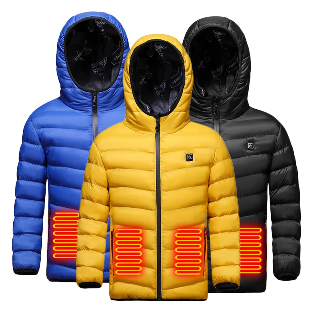 scosao Beheizte Jacke Kinder, Junge Mädchen Daunenjacke Hoodies USB Wiederaufladbar Beheizbare Kleidung Winter Wärmer Bekleidung füR Outdoor Camping Wanderung
