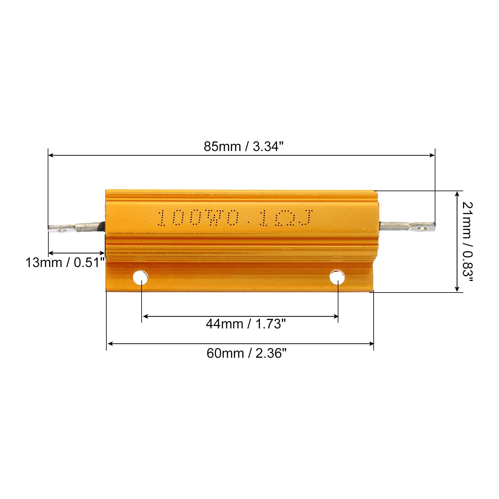 2 Stück 100W Aluminium Widerstand 0.1 Ohm - Drahtgewickelt